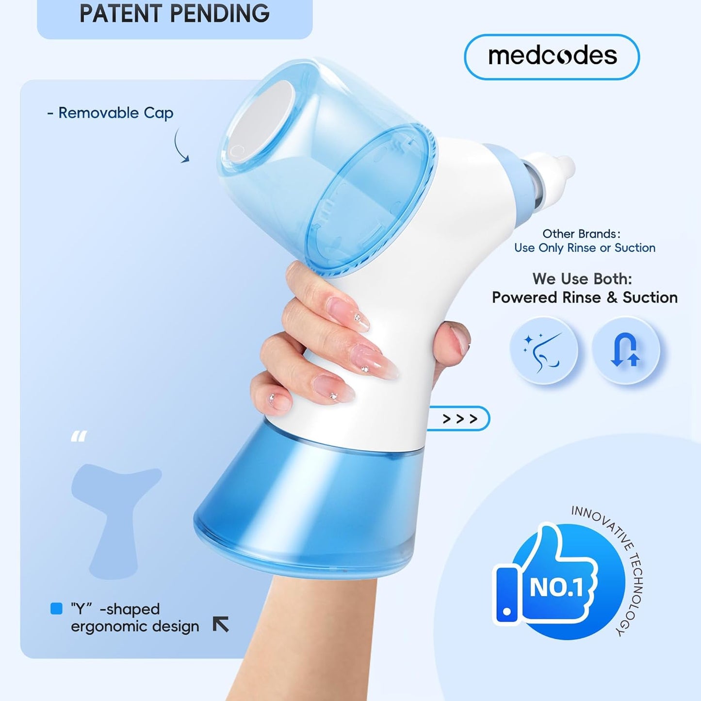 Nasal Irrigation System, Electric Sinus Rinse Machine with Dual Water Tank for Quick Relief of Nasal Discomfort, Selfcleaning & Auto Waste Collection Function with 30 Salt Packets (Large)