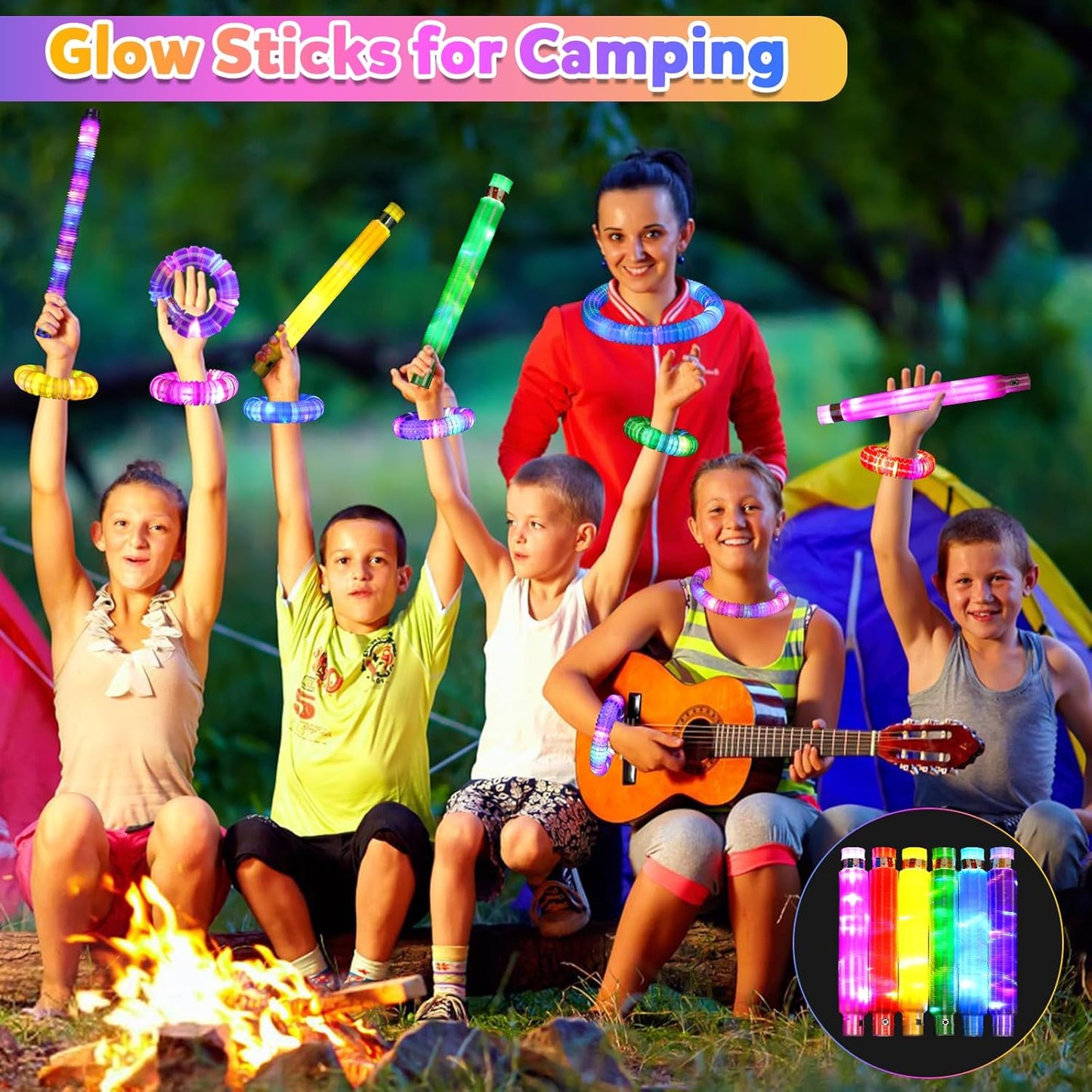 12 Pcs Glow Sticks Party Favors for Kids 4-8-12 Light up Pop Tubes, Glow Necklace Bracelet Glow in the Dark Party Supplies, Goodie Bags Stuffers Light up Toys Sensory Pop Tubes