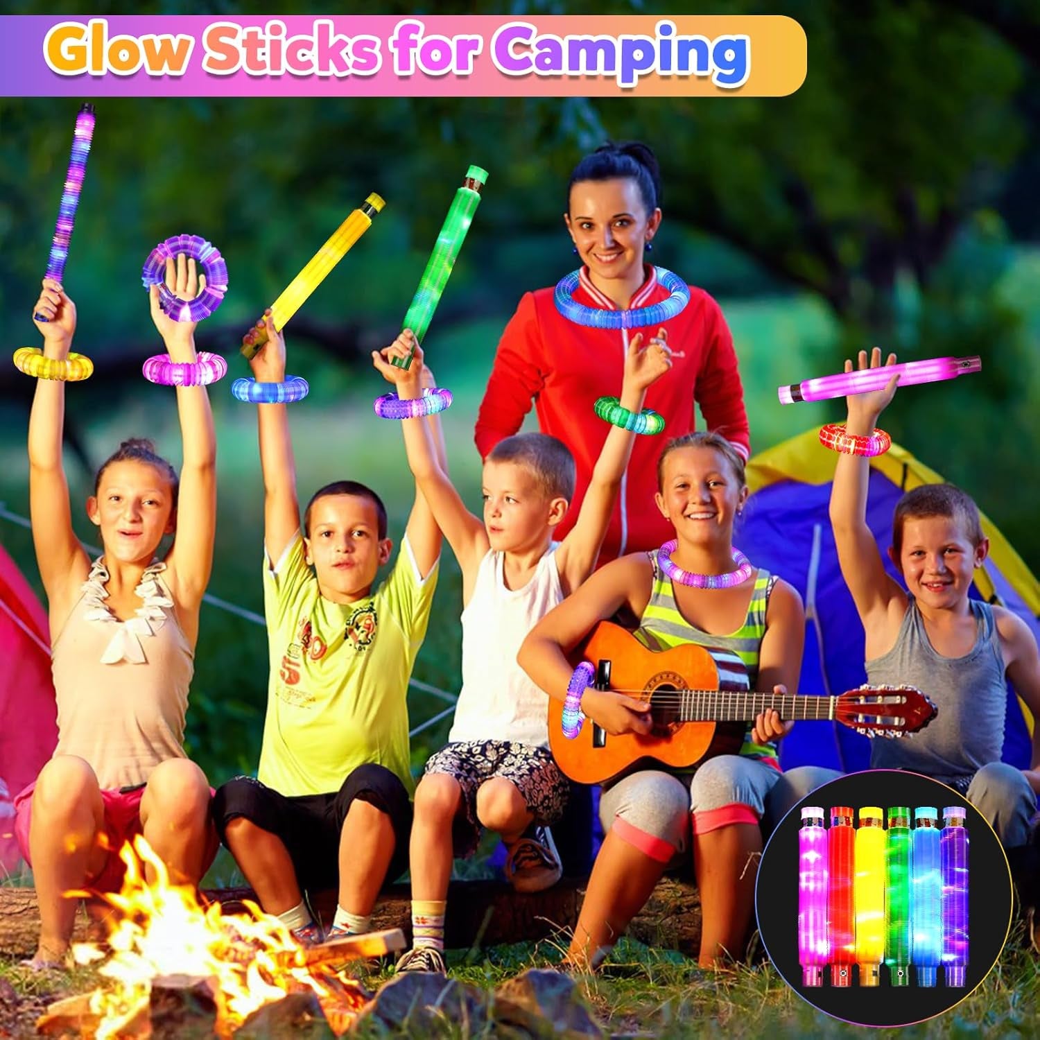 12 Pcs Glow Sticks Party Favors for Kids 4-8-12 Light up Pop Tubes, Glow Necklace Bracelet Glow in the Dark Party Supplies, Goodie Bags Stuffers Light up Toys Sensory Pop Tubes
