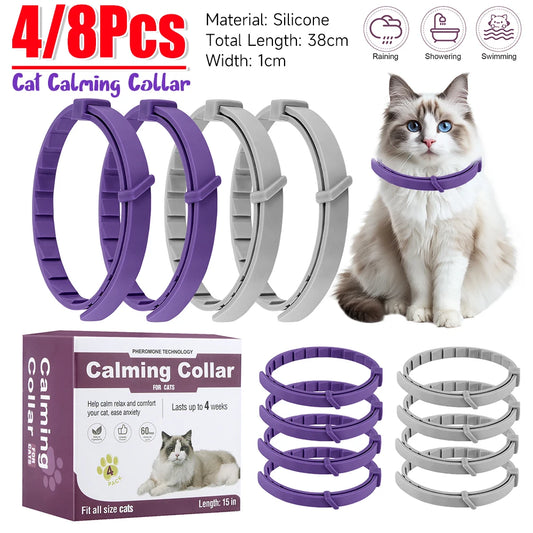 Pet Calming Collar for Cats Dogs Adjustable Anxiety Pheromone Reducing Pet Collar Lasting Natural Calm Relax Soothing Collars