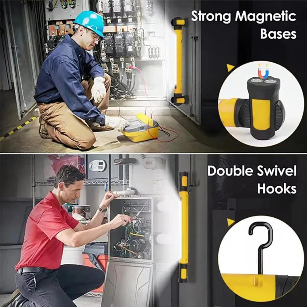 5200Mah Super Bright Work Light Rechargeable Magnetic Work Light with Hooks & Rotating Magnetic Base for Car Repairing Emergency