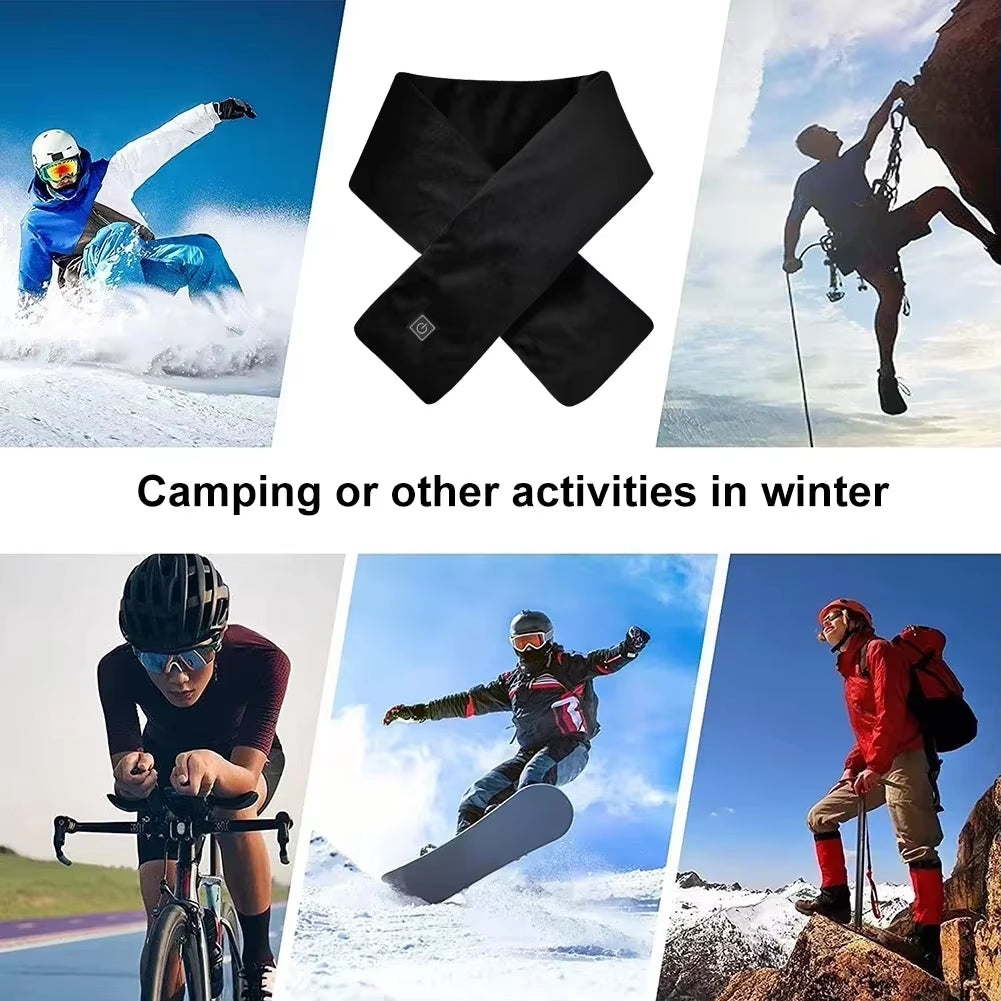Winter Heated Neck Warmer USB Rechargeable Women Men Neck Warmer 3-Level Heated Warm Shawl Neck Support Warm Bib Heated Scarf