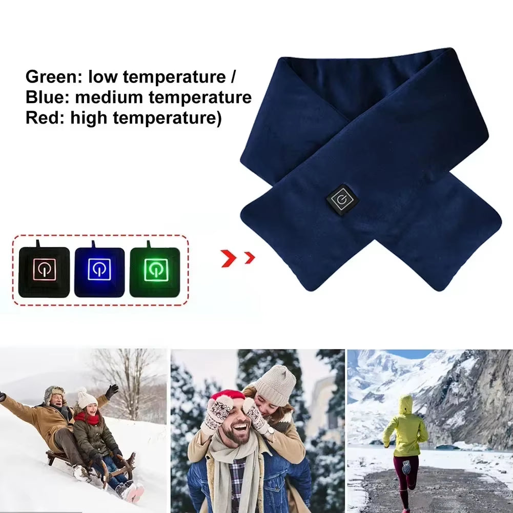 Winter Heated Neck Warmer USB Rechargeable Women Men Neck Warmer 3-Level Heated Warm Shawl Neck Support Warm Bib Heated Scarf